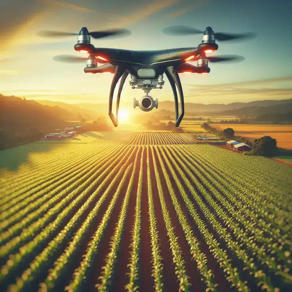 "Drone utilizado por empresa mineira para monitoramento de plantações, destacando tecnologias inovadoras na agricultura moderna."